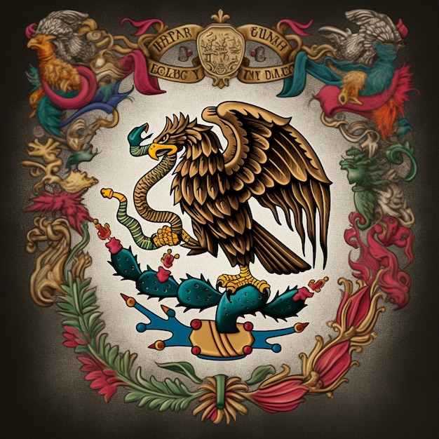 nationale emblemen illustratie artistieke weergave van verschillende Mexicaanse nationale symbolen