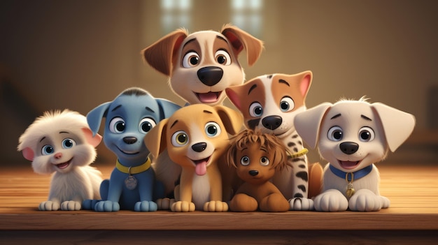 Foto nationale puppy day 23 maart 3d cartoon generatieve ai