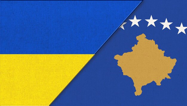Nationale symbolen van Oekraïne en Kosovo Sportwedstrijd