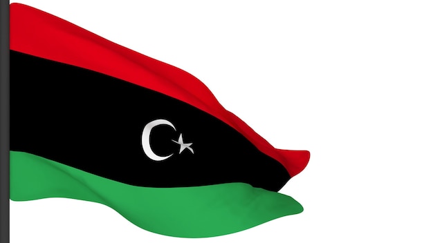 Nationale vlag achtergrondafbeelding wind waaiende vlaggen3D-renderingVlag van Libië