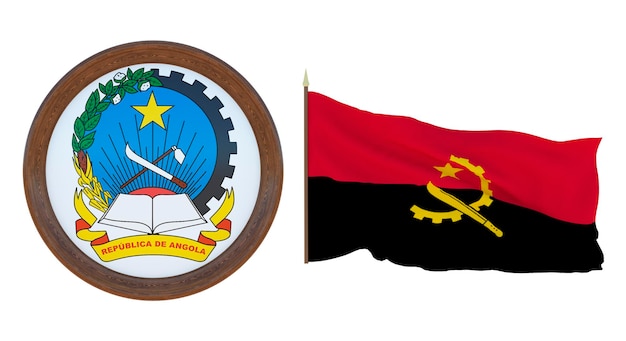 Nationale vlag en het wapen 3D illustratie van Angola