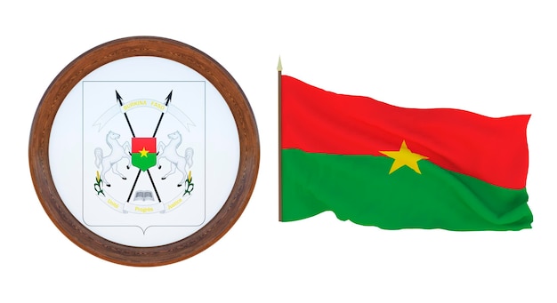 Nationale vlag en het wapen 3D illustratie van Burkina Faso