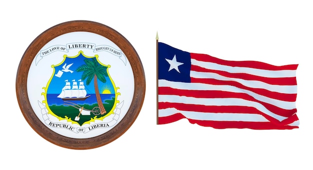 Nationale vlag en het wapen 3D illustratie van Liberia