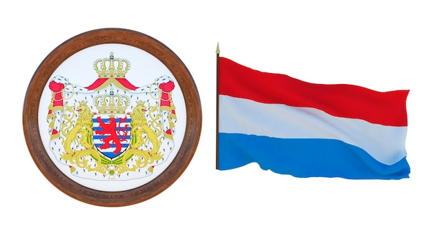 Nationale vlag en het wapen 3D illustratie van Luxemburg