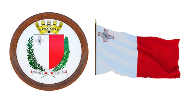 Nationale vlag en het wapen 3D illustratie van Malta