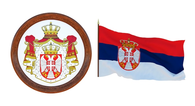 Nationale vlag en het wapen 3D illustratie van Servië