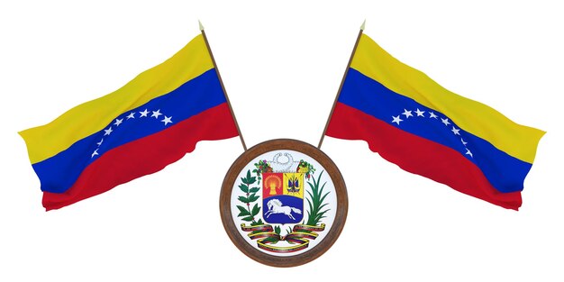 Nationale vlag en het wapen 3D illustratie van Venezuela Achtergrond voor redacteuren en ontwerpers Nationale feestdag