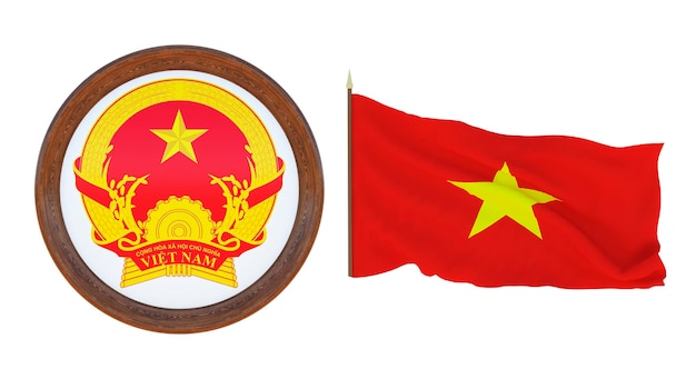 Nationale vlag en het wapen 3D illustratie van Vietnam