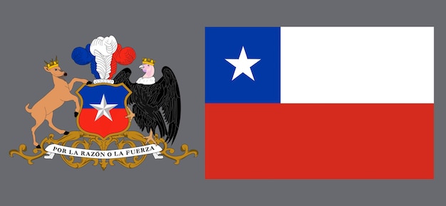 Nationale vlag en het wapen van Chily Achtergrond voor redacteuren en ontwerpers Nationale feestdag