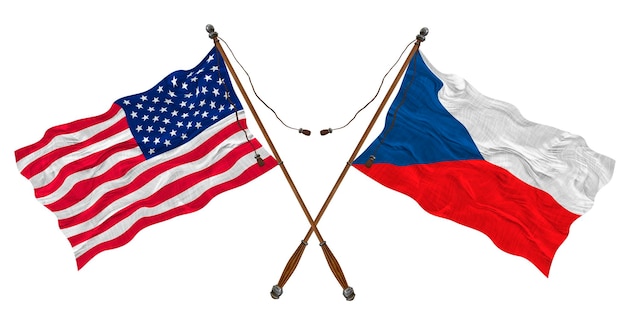 Nationale vlag Tsjechische Republiek en de Verenigde Staten van Amerika Achtergrond voor ontwerpers