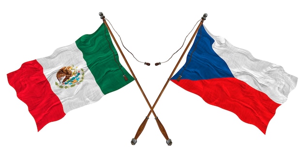 Nationale vlag Tsjechische Republiek en Mexico achtergrond voor ontwerpers