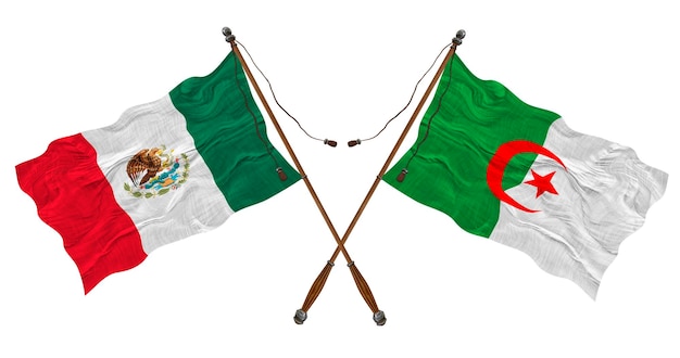 Nationale vlag van Algerije en Mexico Achtergrond voor ontwerpers