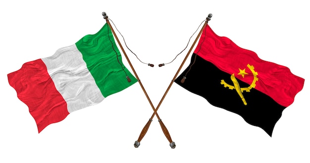 Nationale vlag van Angola en Italië Achtergrond voor ontwerpers