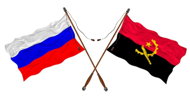 Nationale vlag van Angola en Rusland Achtergrond voor ontwerpers