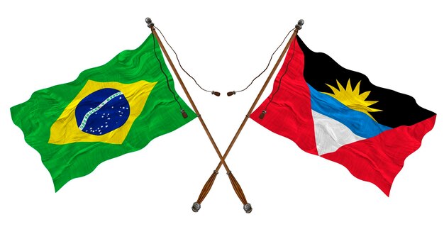 Nationale vlag van Antigua en Barbuda en Brazilië Achtergrond voor ontwerpers