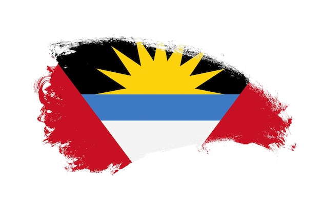 Nationale vlag van Antigua en Barbuda geschilderd met streekpenseel op geïsoleerd wit