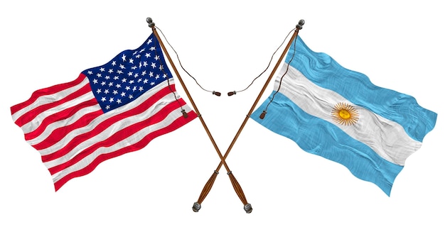 Nationale vlag van Argentinië en de Verenigde Staten van Amerika Achtergrond voor ontwerpers