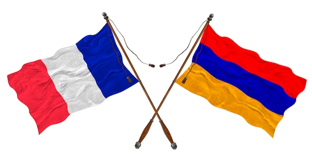 Nationale vlag van Armenië en Frankrijk Achtergrond voor ontwerpers