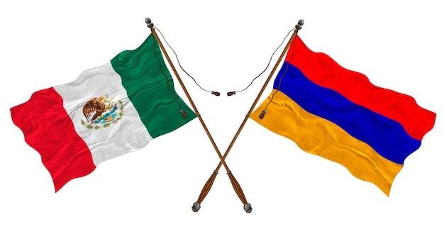 Nationale vlag van Armenië en Mexico Achtergrond voor ontwerpers