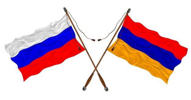 Nationale vlag van Armenië en Rusland Achtergrond voor ontwerpers