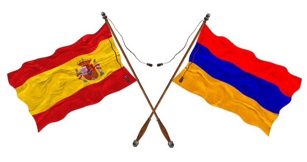 Nationale vlag van Armenië en Spanje Achtergrond voor ontwerpers