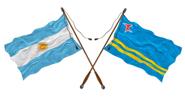 Nationale vlag van Aruba en Argentinië Achtergrond voor ontwerpers