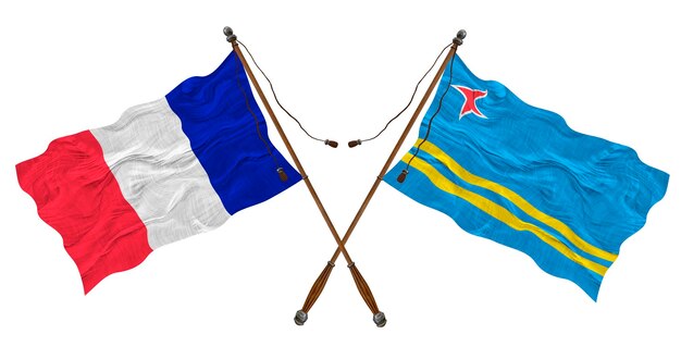 Nationale vlag van Aruba en Frankrijk Achtergrond voor ontwerpers