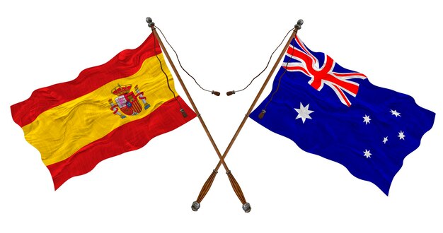 Nationale vlag van Australië en Spanje Achtergrond voor ontwerpers