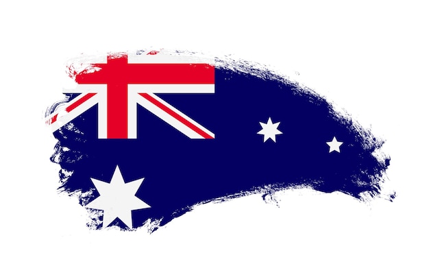 Nationale vlag van Australië geschilderd met streekpenseel op geïsoleerd wit