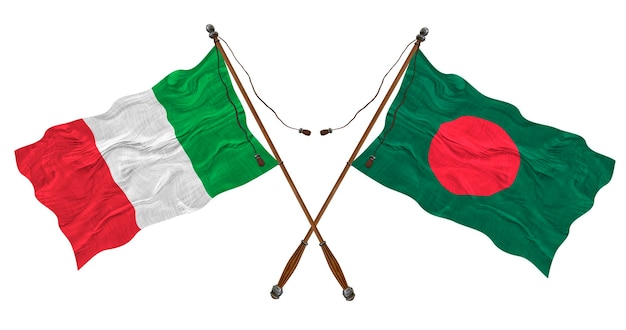 Nationale vlag van Bangladesh en Italië Achtergrond voor ontwerpers