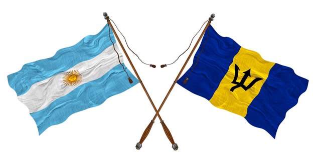 Nationale vlag van Barbados en Argentinië Achtergrond voor ontwerpers