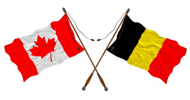 Nationale vlag van België en Canada Achtergrond voor ontwerpers