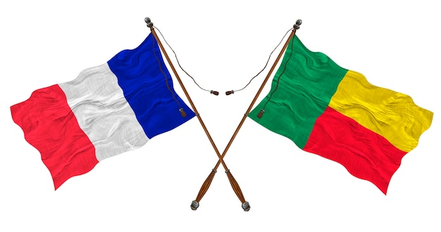 Nationale vlag van Benin en Frankrijk Achtergrond voor ontwerpers