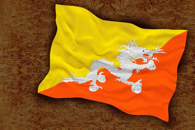 Nationale vlag van Bhutan Achtergrond met vlag van Bhutan