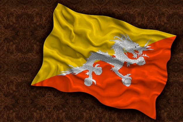 Nationale vlag van Bhutan Achtergrond met vlag van Bhutan