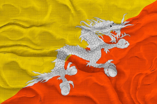 Nationale vlag van Bhutan Achtergrond met vlag van Bhutan