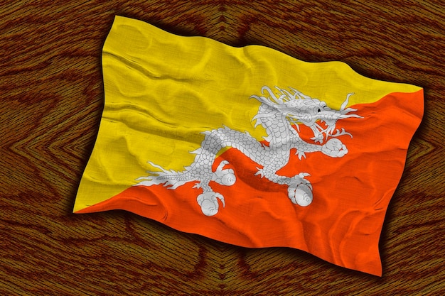 Nationale vlag van Bhutan Achtergrond met vlag van Bhutan