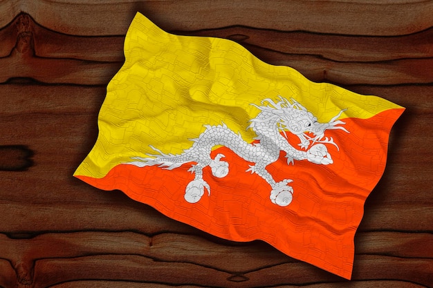 Nationale vlag van Bhutan Achtergrond met vlag van Bhutan