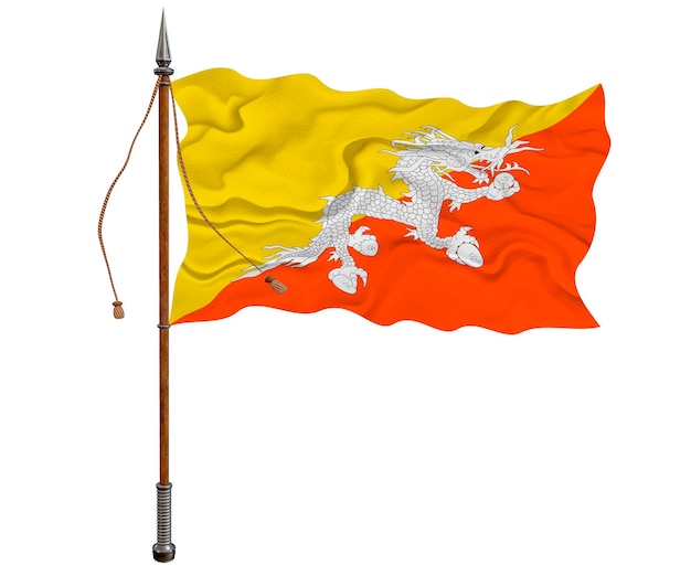 Nationale vlag van Bhutan Achtergrond met vlag van Bhutan