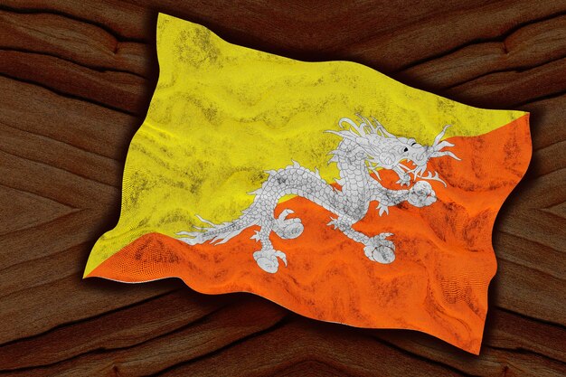 Nationale vlag van bhutan achtergrond met vlag van bhutan