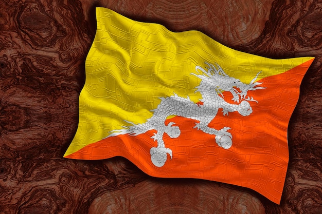 Nationale vlag van Bhutan Achtergrond met vlag van Bhutan