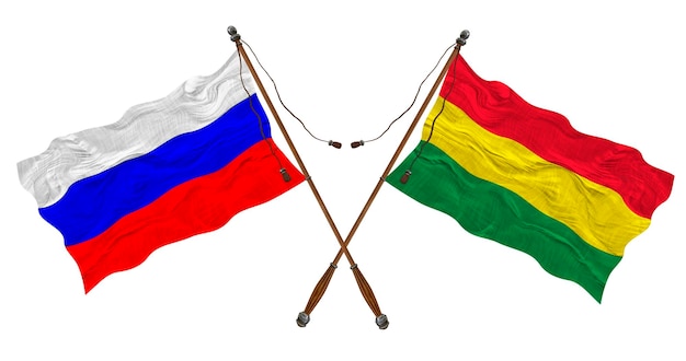 Nationale vlag van Bolivia en Rusland Achtergrond voor ontwerpers