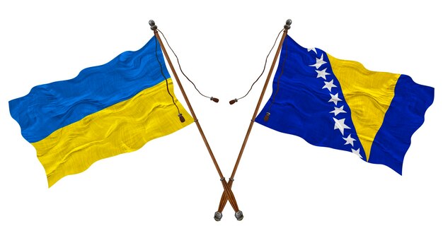 Nationale vlag van Bosnië en Herzegovina en Oekraïne Achtergrond voor ontwerpers