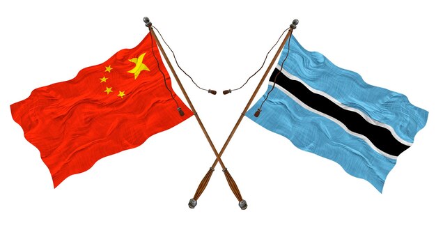 Nationale vlag van Botswana en China Achtergrond voor ontwerpers