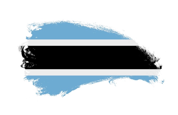 Nationale vlag van Botswana geschilderd met streekpenseel op geïsoleerd wit