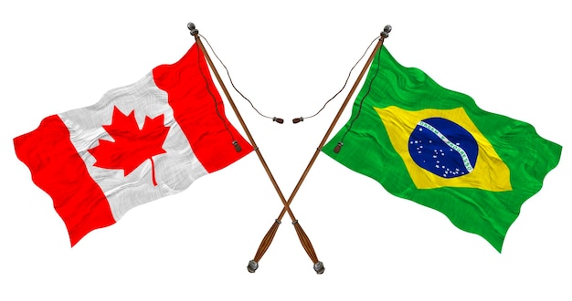 Nationale vlag van Brazilië en Canada Achtergrond voor ontwerpers