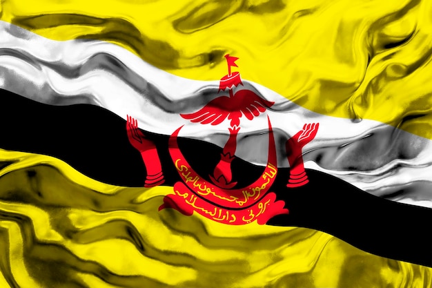 Foto nationale vlag van brunei achtergrond met vlag van brunei