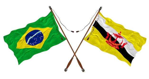 Nationale vlag van Brunei en Brazilië Achtergrond voor ontwerpers