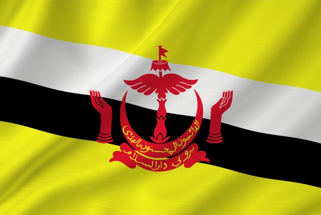 Foto nationale vlag van brunei stof textiel achtergrond close-up