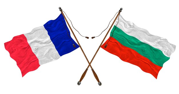 Nationale vlag van Bulgarije en Frankrijk Achtergrond voor ontwerpers